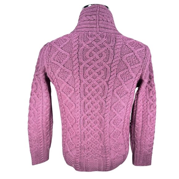 Aran Crafts Cardigan Sweater Women’s Small Pink Merino Wool V-Neck Button New - Picture 5 of 9